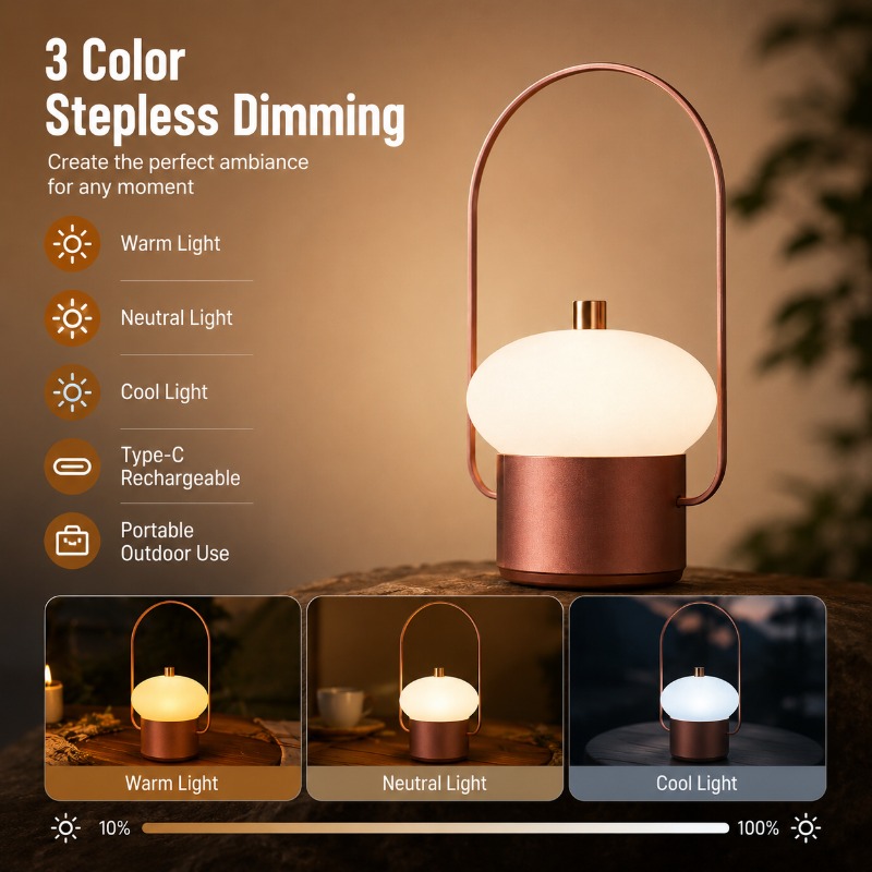 Mushroom Table Lamp - Rechargeable Portable Mushroom Table Lamp Outdoor