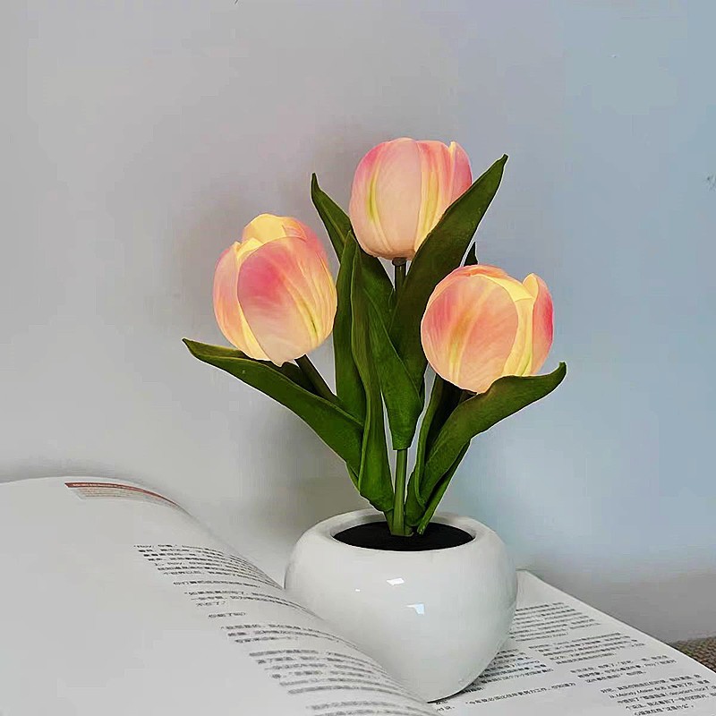 Ambient Lighting Decor For Room - Tulip LED Lamp Night Simulation Flower