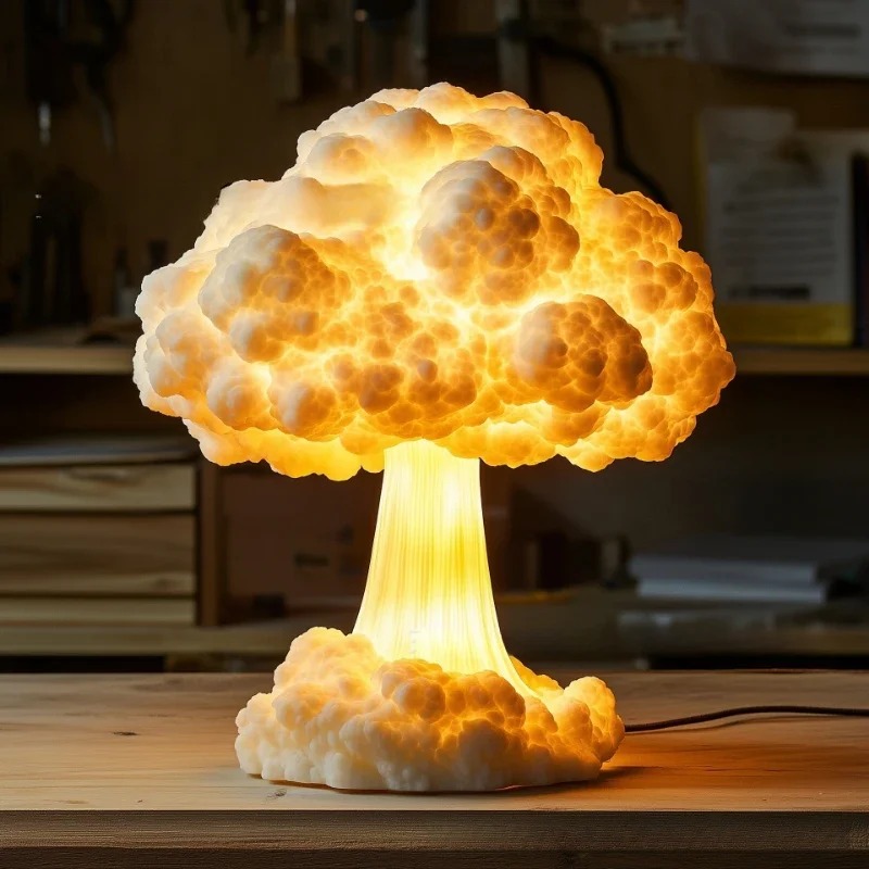 Mushroom Table Lamp - USB Powered Atomic Mushroom Cloud Resin