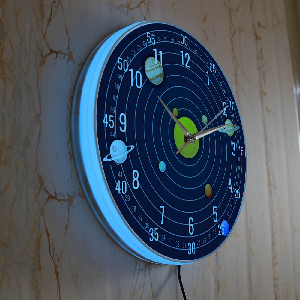 Solar System Wall Clock With L - огляд і ціна Lighting Home Decor Wall Clocks