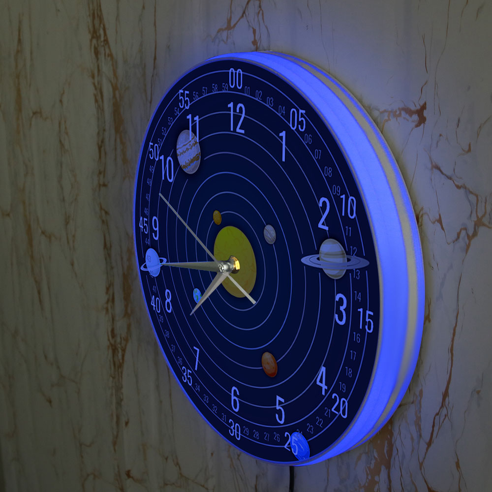 Solar System Wall Clock With L - огляд і ціна Lighting Home Decor Wall Clocks