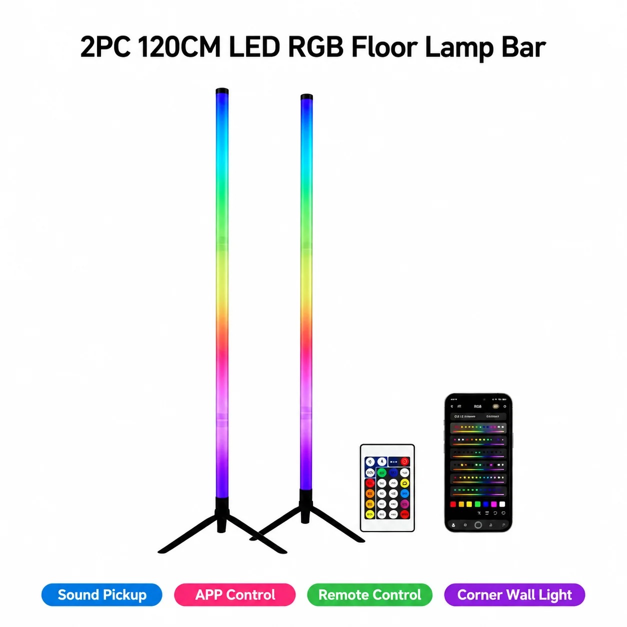 2 Pack RGB LED Corner Floor La - огляд і ціна Ambient Lighting Decor For Room