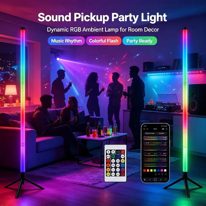 2 Pack RGB LED Corner Floor La - огляд і ціна Ambient Lighting Decor For Room
