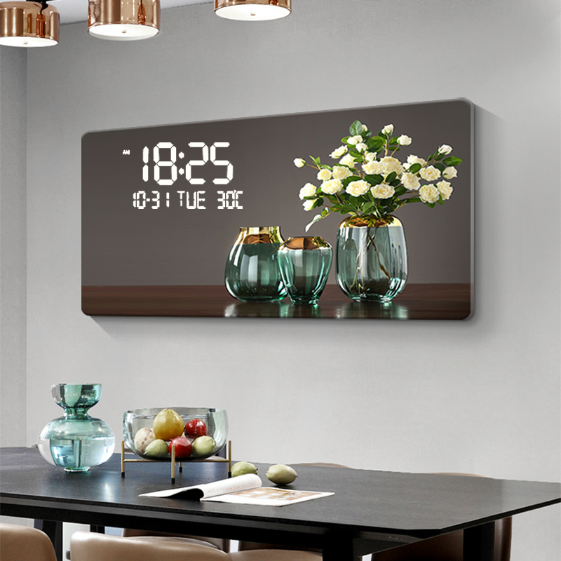 Large Size Flower Pattern Digi - огляд і ціна Lighting Home Decor Wall Clocks
