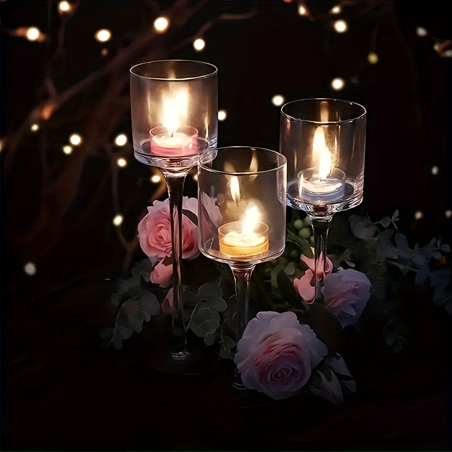 3PCS Transparent Glass Candle  - огляд і ціна Candle Holder Set