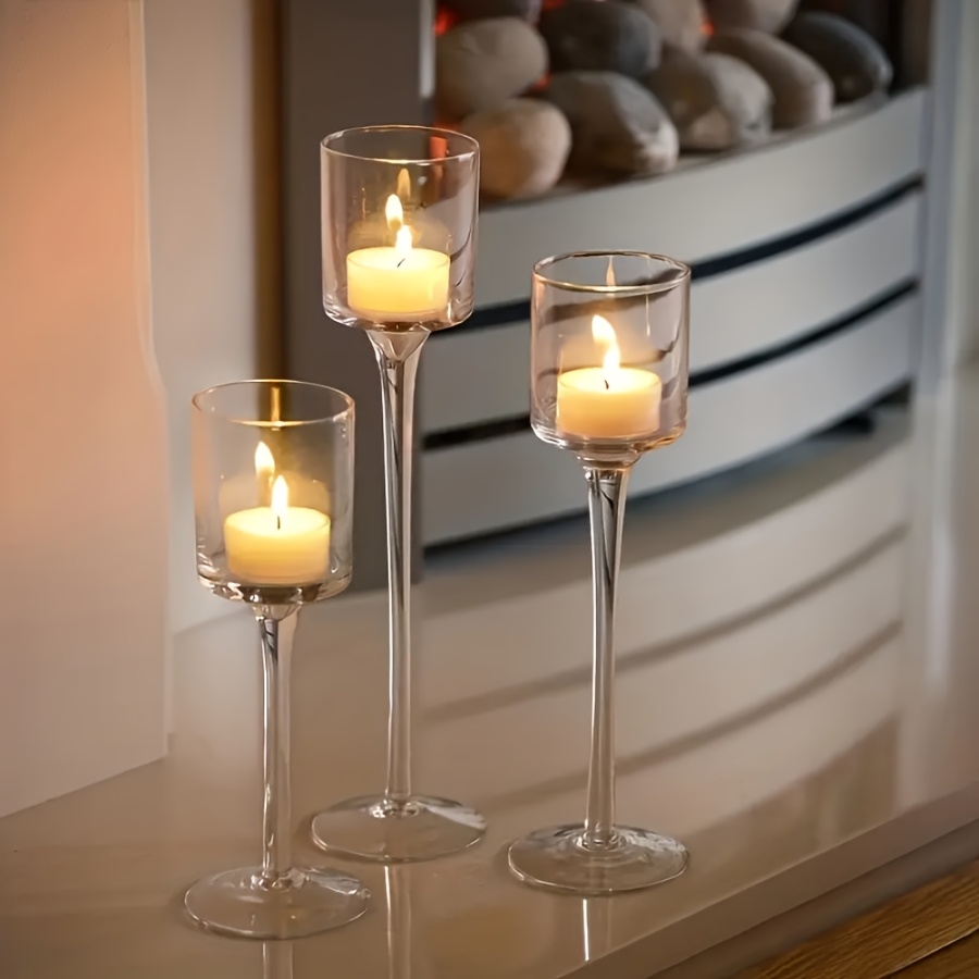 3PCS Transparent Glass Candle  - огляд і ціна Candle Holder Set