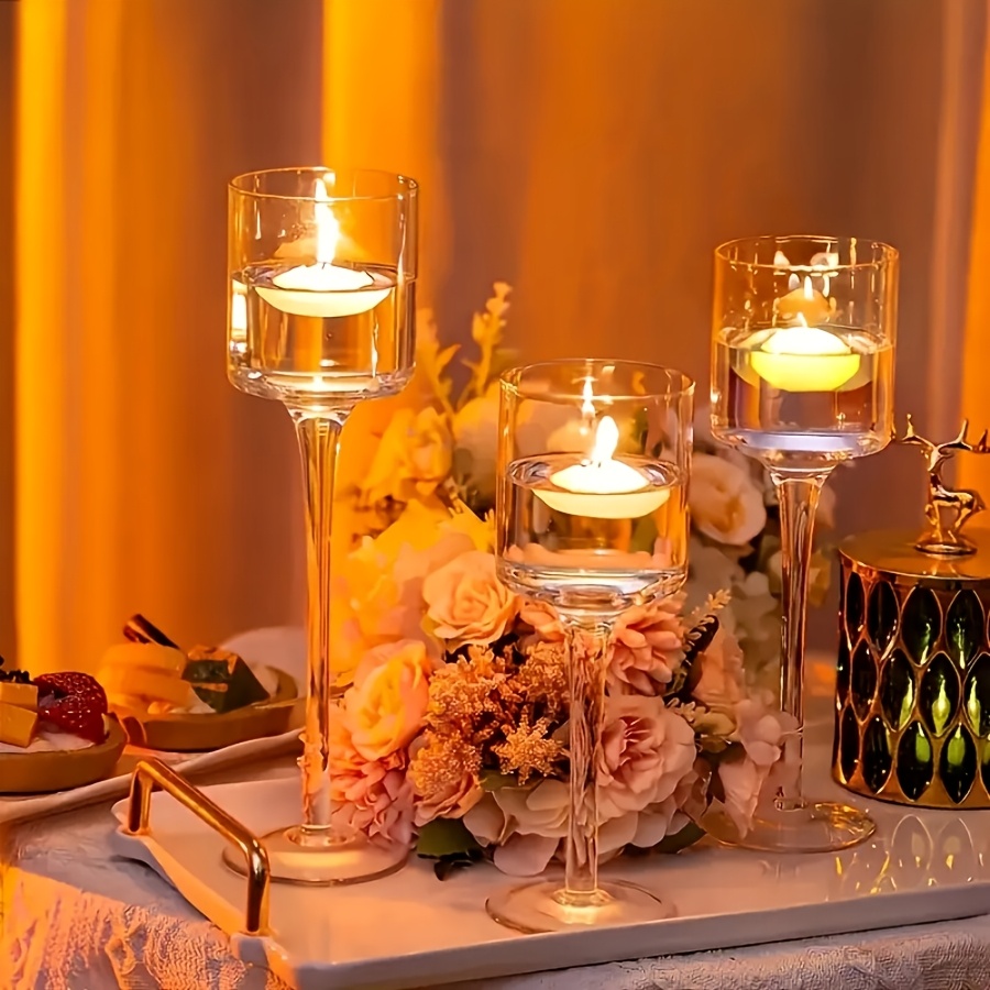 3PCS Transparent Glass Candle  - огляд і ціна Candle Holder Set