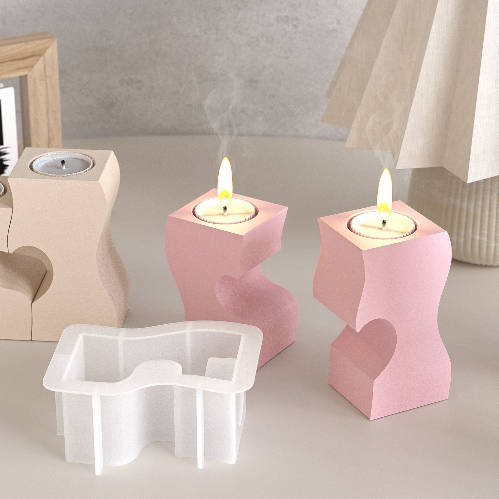S Heart Candlestick Silicone M - огляд і ціна Candle Holder Set