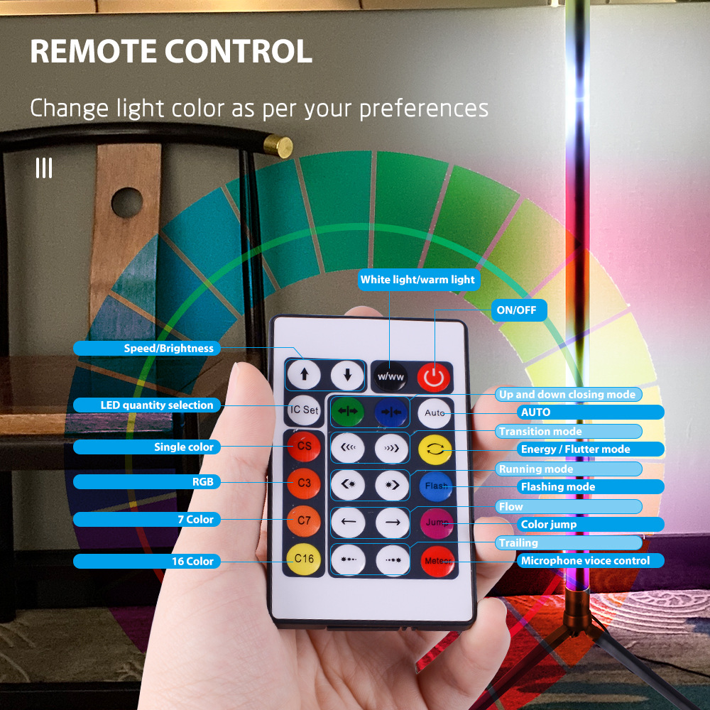 RGB LED Floor Lamp Remote APP  - огляд і ціна Floor Lamp Tripod