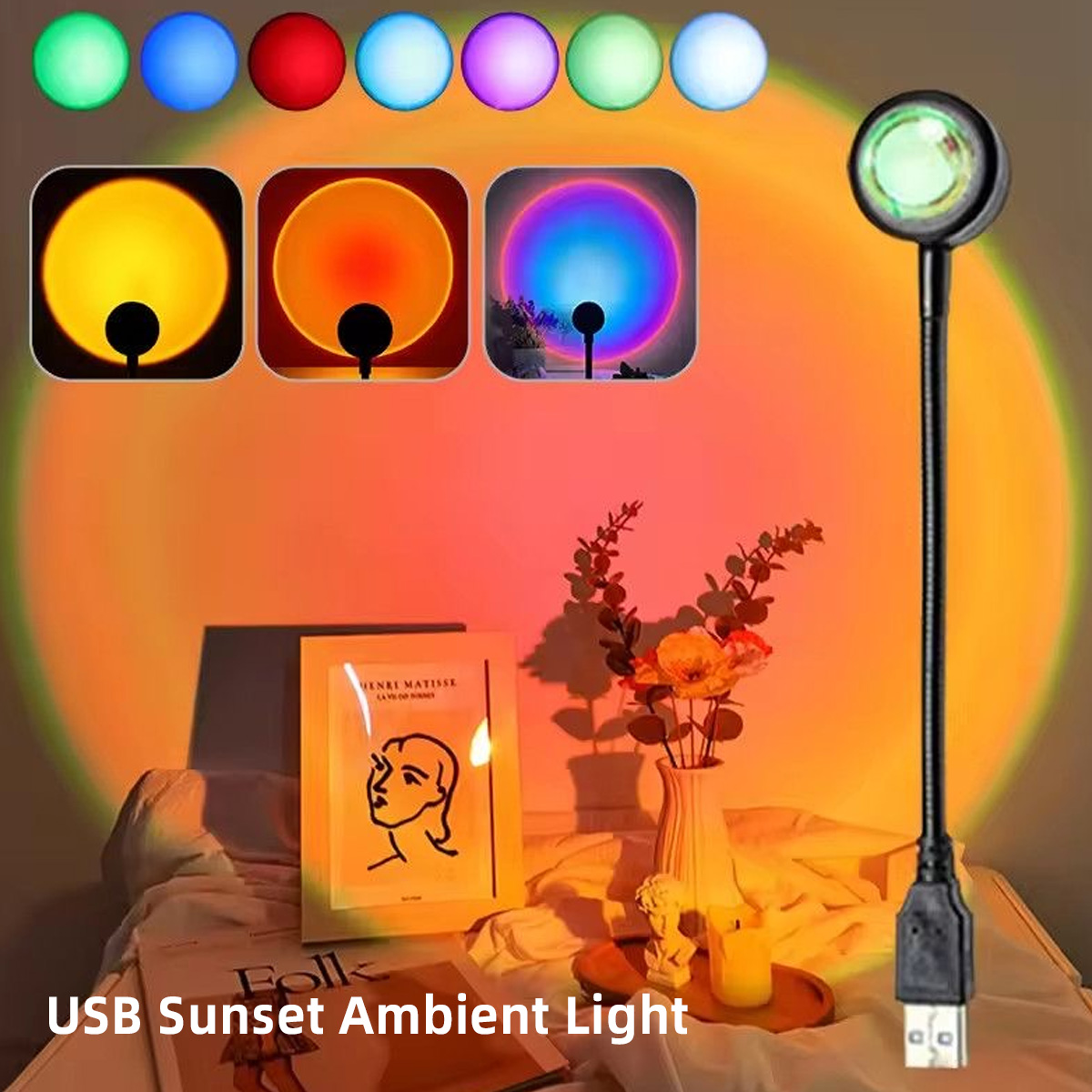 LED Rainbow Sunset Projection  - огляд і ціна Sunset Lamp Projection