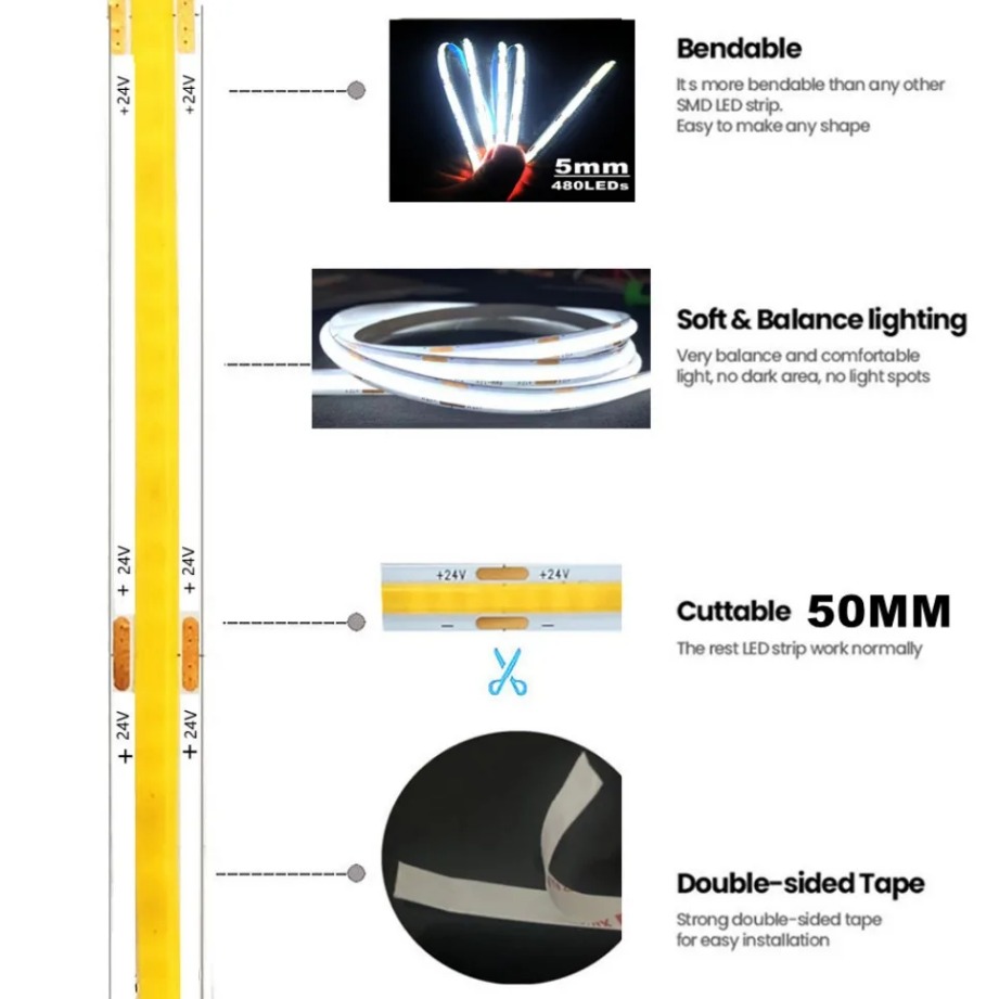 Super Thin 5mm COB LED Strip 4 - огляд і ціна Lighting Decor And More